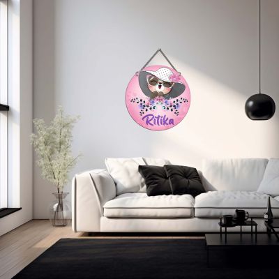Personalized Wooden Wall Hanging For Kids & Girls Room Decor Cute Cat Theme Wall Art Modern Wall Decorative Accessories for Home Decoration